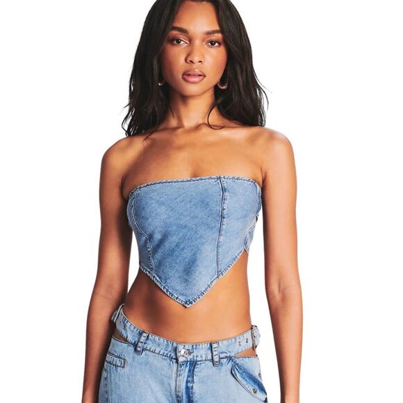 SER.O.YA Tate Denim Bandanna Top NWT Size Medium - Picture 1 of 3